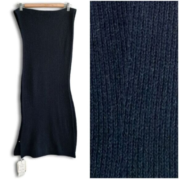 NOTE DI ANITA Wool Cashmere Blend Knit Chunky Large Scarf Wrap Navy Blue - Picture 1 of 10